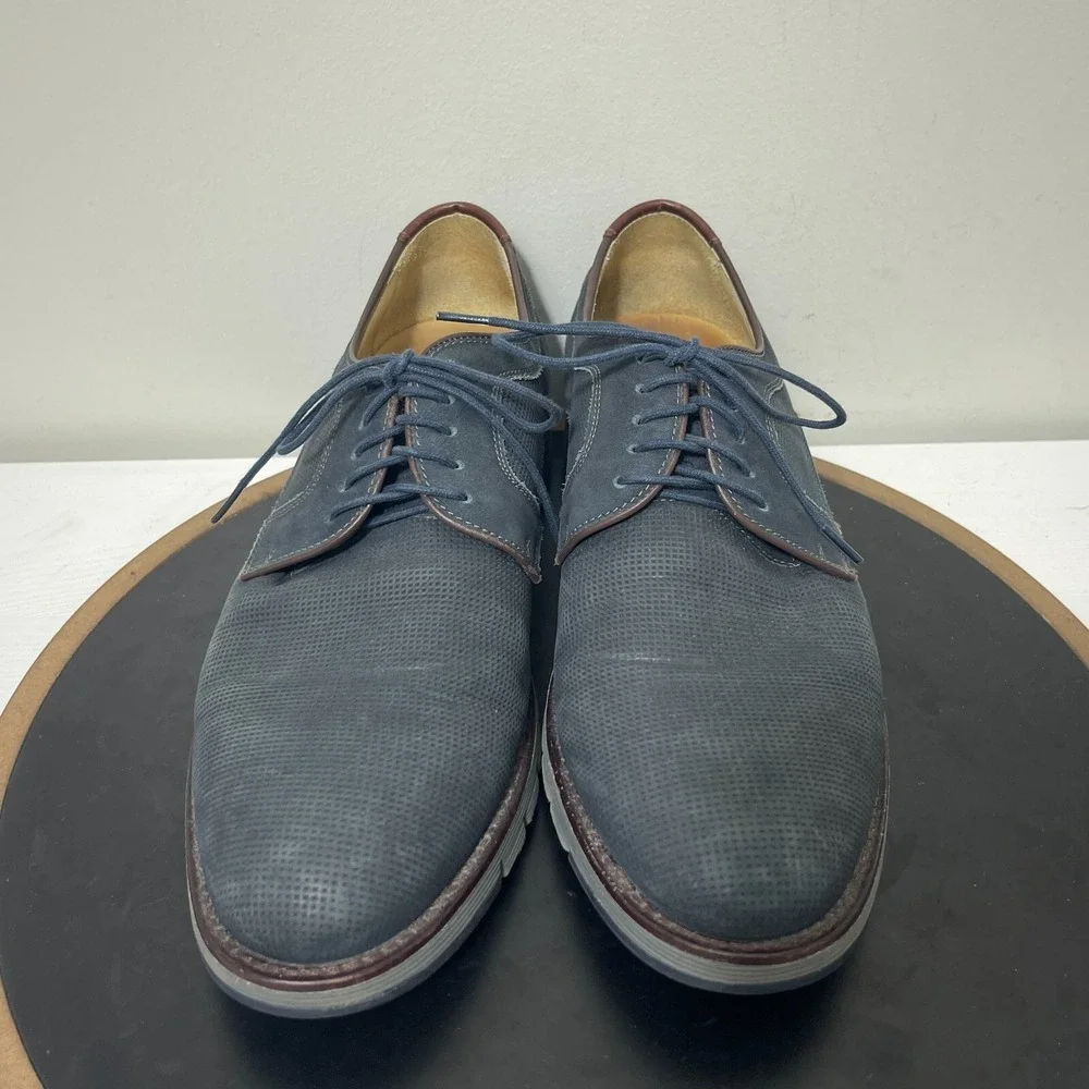 Johnston Murphy JM 1850 Men 10M Sheepskin Derby Navy Blue Business Casual Smart
